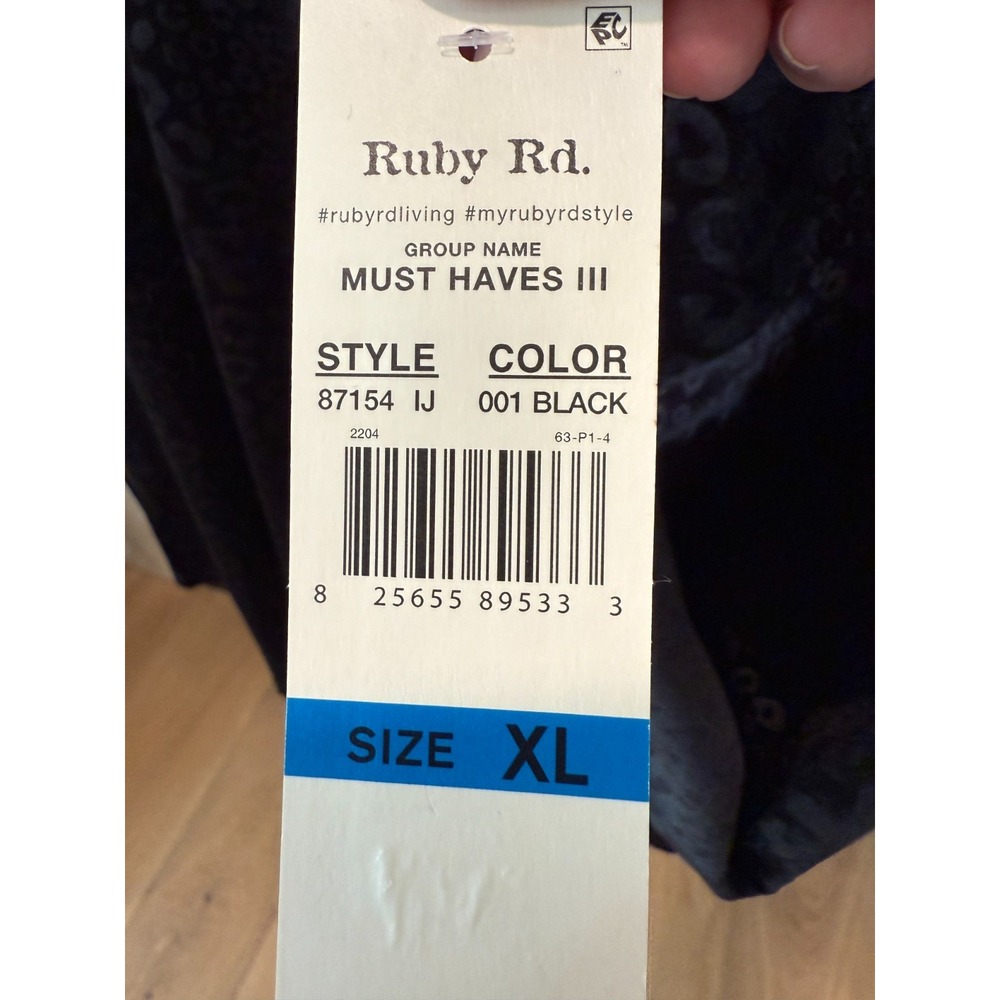 Ruby Rd Tunic Top Shirt Blouse Women XL Cowl Whimsigoth Black Velvet Animal NEW - Picture 3 of 5
